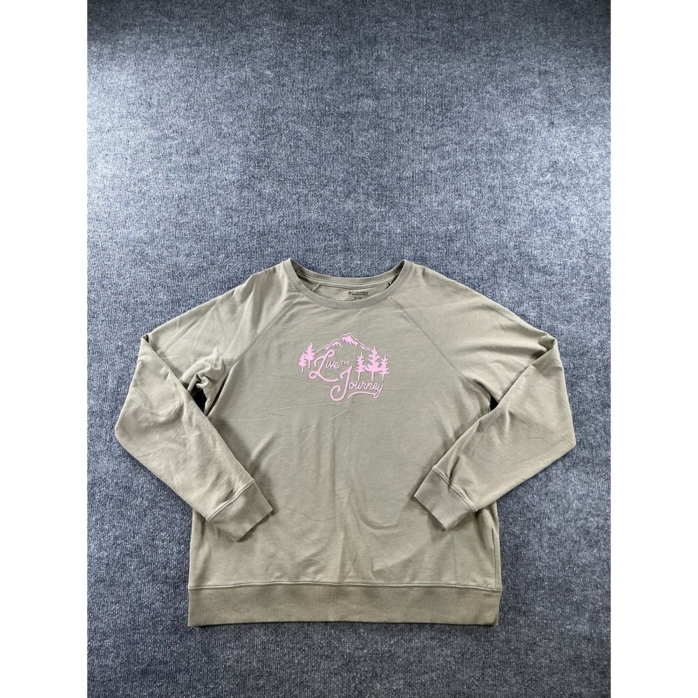Columbia Live the Journey Graphic Sweatshirt Womens XL Green Pink Pullover